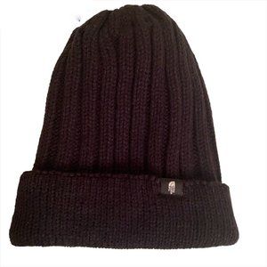 The North Face Winter Knit Ribbed Beanie Hat Unisex. Black. Double layer knitted